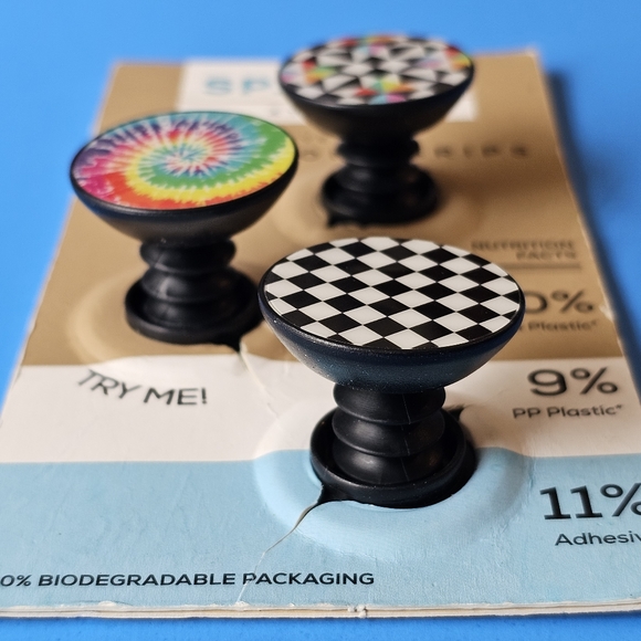 SpinPop 4Terra Universal Mini Phone Grips - GEOMETRIC/TIE-DYE/CHECKERBOARD - Picture 2 of 4